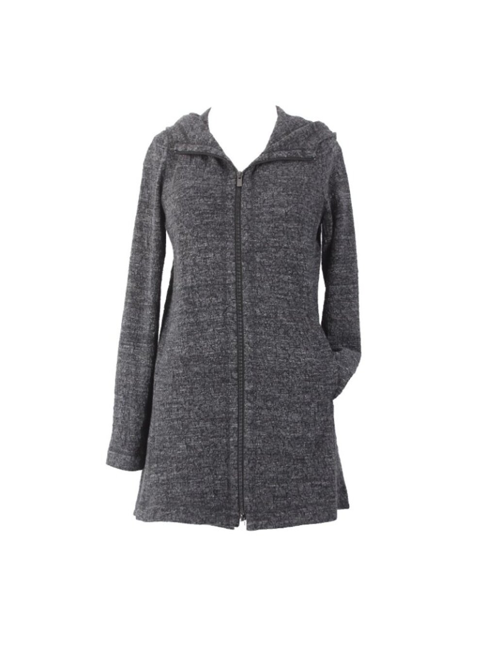 Eileen Fisher Jacket Sz XS Charcoal Black Zipper Pockets Stretch Cotton Poly - Picture 2 of 11